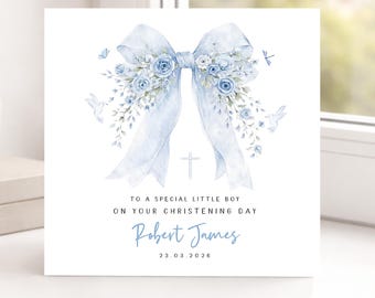 Personalised Christening Card, Baptism, Boy, Girl, Granddaughter, Grandson