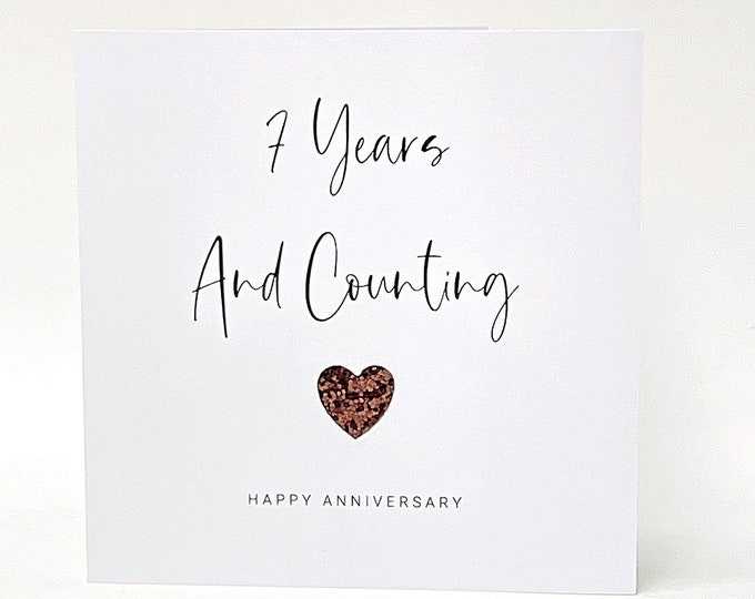 7th Wedding Anniversary Card Copper Anniversary Card 7 Years and Counting Budget Range.