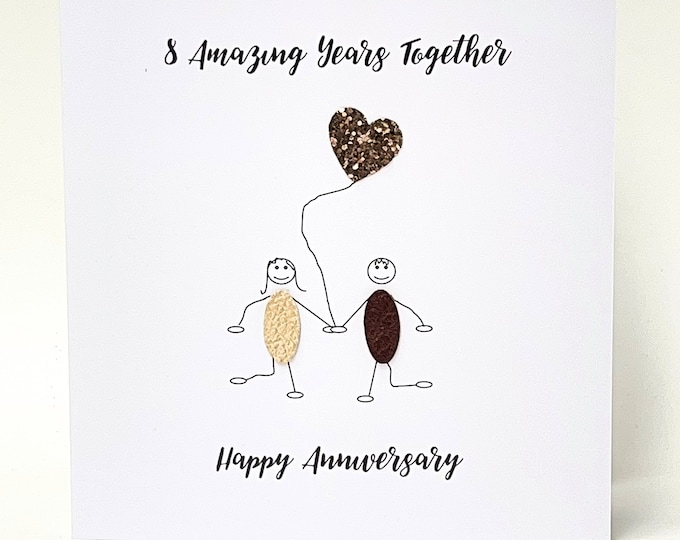 8th Wedding Anniversary Card Bronze Anniversary 8 Amazing Years Together Wife Husband Him Her