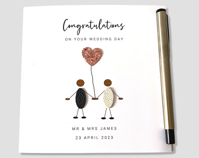Personalised Wedding Day Card Wedding Congratulations Ethnic Little People