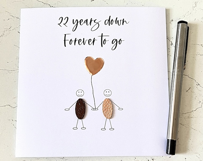 22nd Anniversary Card, Copper Wedding Anniversary Him Her