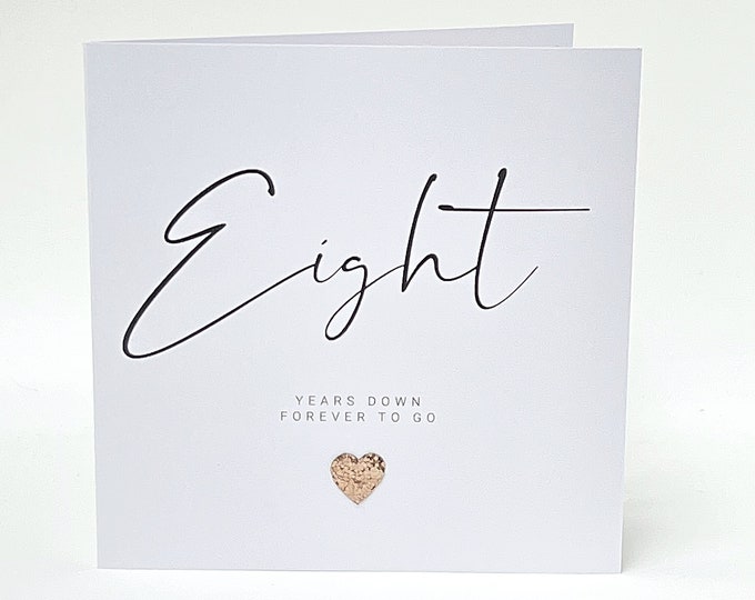 8th Wedding Anniversary Card Eight 8 Years Down Bronze Anniversary Card Him Her Husband Wife