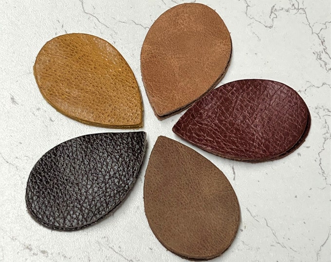 5 pairs Leather Teardrop Die Cut Shapes Brown Teardrop Earrings 10 pcs Earring Blanks