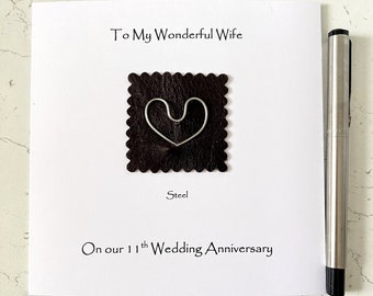 11th Wedding Anniversary Card Steel Anniversary 11th Anniversary Husband Wife Him Her