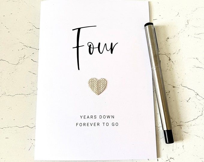 4th Anniversary Card Four Years Down Linen Wedding Anniversary Him Husband Her Wife