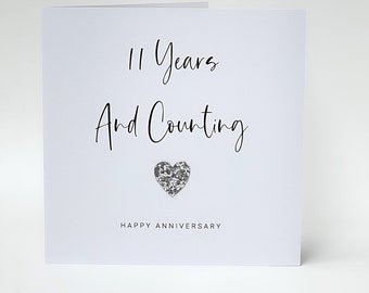 11th Wedding Anniversary Card, Steel Anniversary 11 Years and Counting