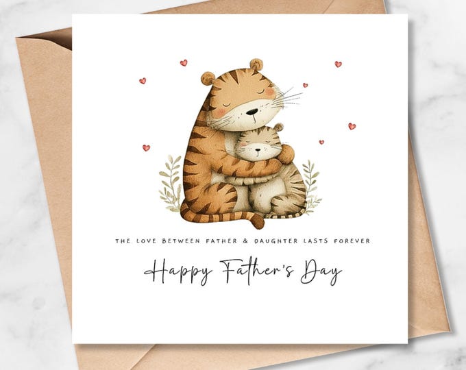 Fathers Day Card, Love Between Father and Son Lasts Forever - tigers