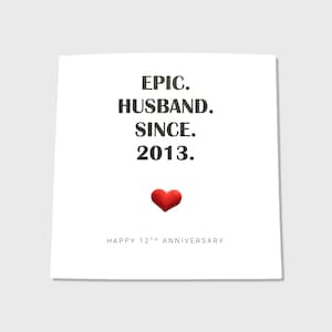Carte d'anniversaire de mariage 12e anniversaire de mariage épique femme mari lui son couple