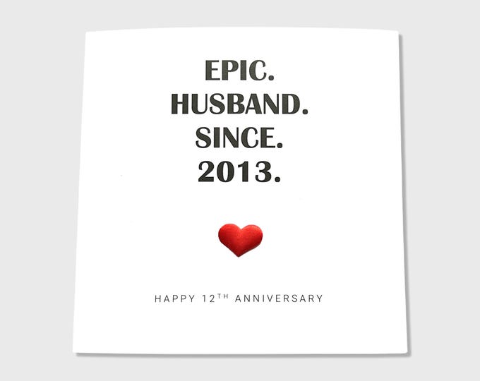 12th Wedding Anniversary Card Silk Anniversary Epic Wife Husband Him Her Couple