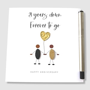 Carte d'anniversaire de mariage 21e - 21 ans vers le bas pour toujours pour aller anniversaire de mariage en laiton ethnique femme mari lui sa