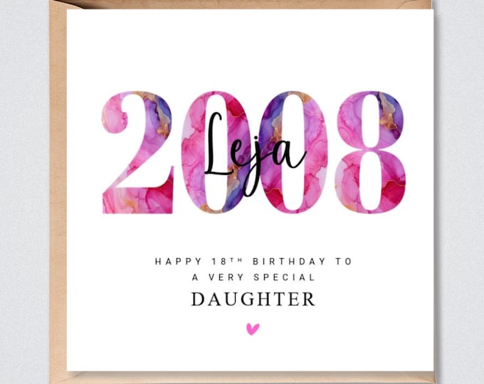 18th Birthday Card, Personalised Daughter Granddaughter Friend Sister Niece 2008