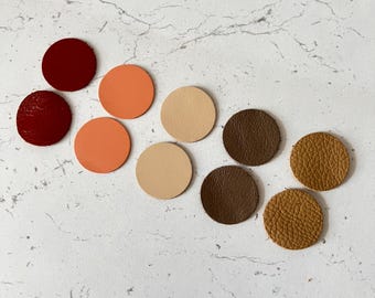 Leather Circles 1" Die Cuts Taupe Caramel Disc Shapes Blanks 10 Pieces