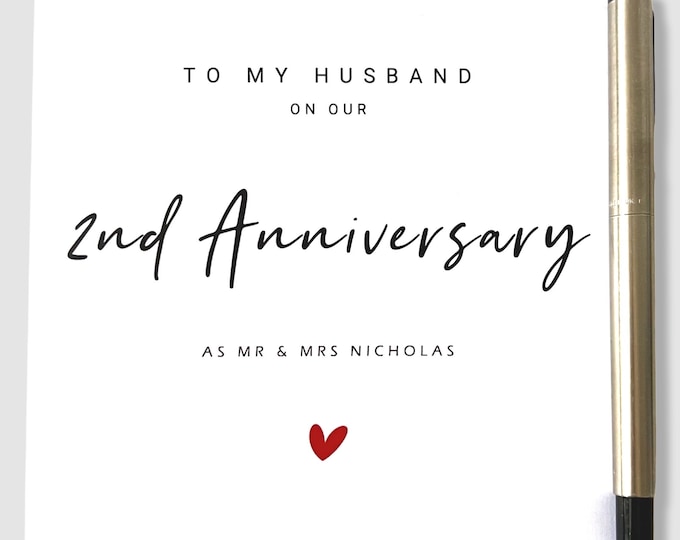 2nd Anniversary Card Personalised Cotton Wedding Anniversary Him Her Husband Wife