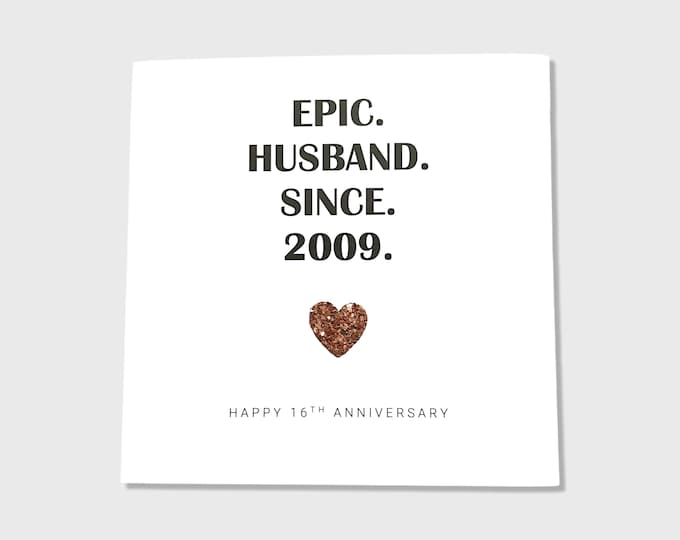 16th Wedding Anniversary Card Epic Wife Husband Couple Him Her