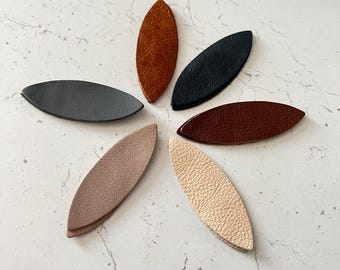 Leather Leaf Earring Blanks, Earth Tone Leaves Shapes, 12 Pieces