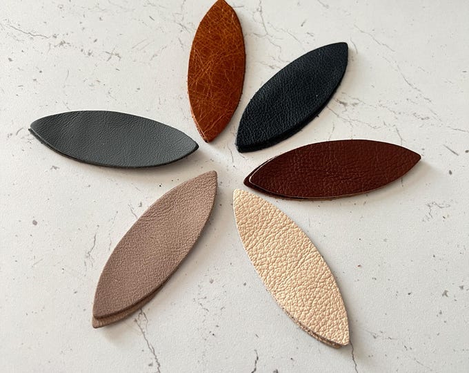 Leather Leaf Earring Blanks, Earth Tone Leaves Shapes, 12 Pieces