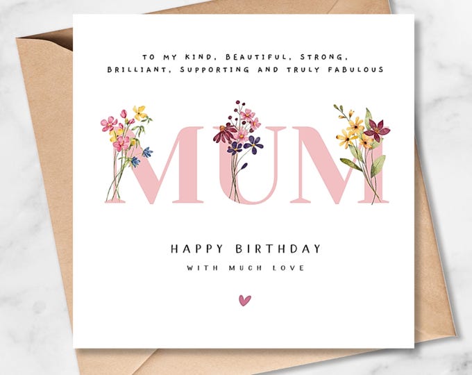 Mum Birthday Card, Meadow Flowers