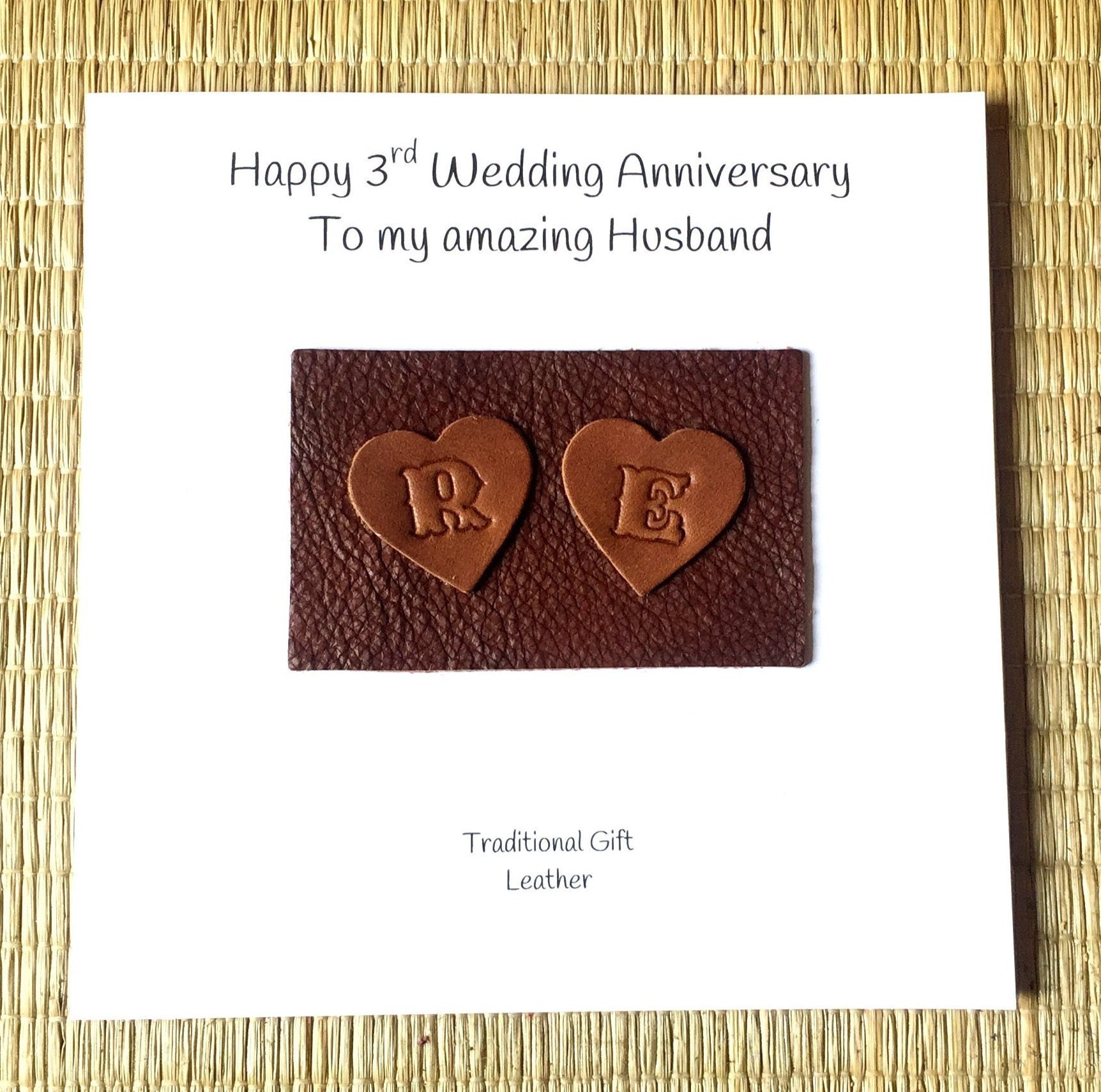 Sentimental Verse I Love You My Wife 3rd Wedding Anniversary Card On Our Leather Anniversary 3 Years 