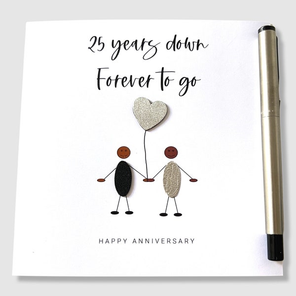 25 Years Down 25th Anniversary Card Silver Wedding Anniversary Ethnic Him Her Husband Wife
