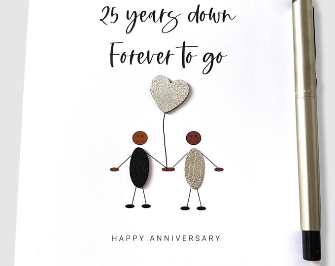 25 Years Down 25th Anniversary Card Silver Wedding Anniversary Ethnic Him Her Husband Wife