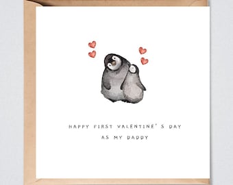 1st Valentine's Day Card as Daddy, Penguins