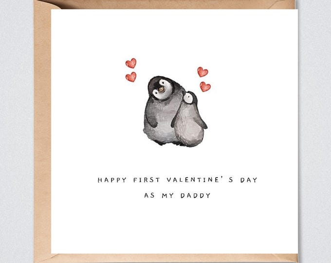 1st Valentine's Day Card as Daddy, Penguins