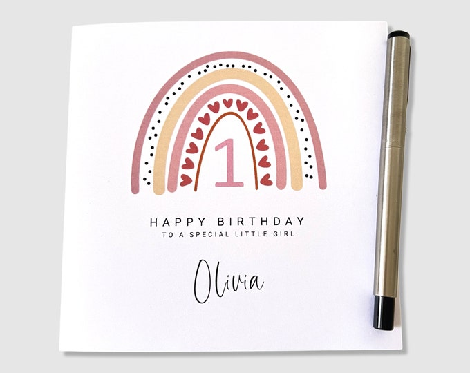 1st Birthday Card Personalised Girl Daughter Granddaughter Niece