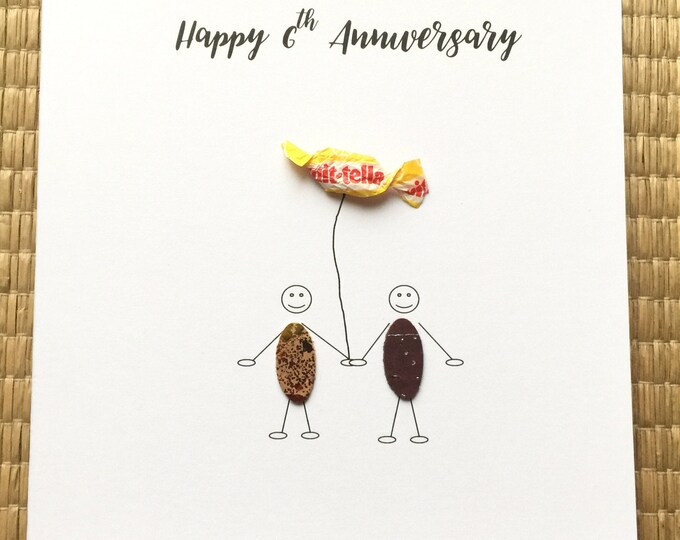 6th Wedding Anniversary Card Sugar Anniversary Card Candy Personalised Him Her Husband Wife Little People