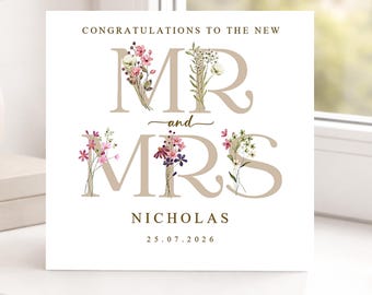 Personalised Wedding Day Card, New Mr and Mrs
