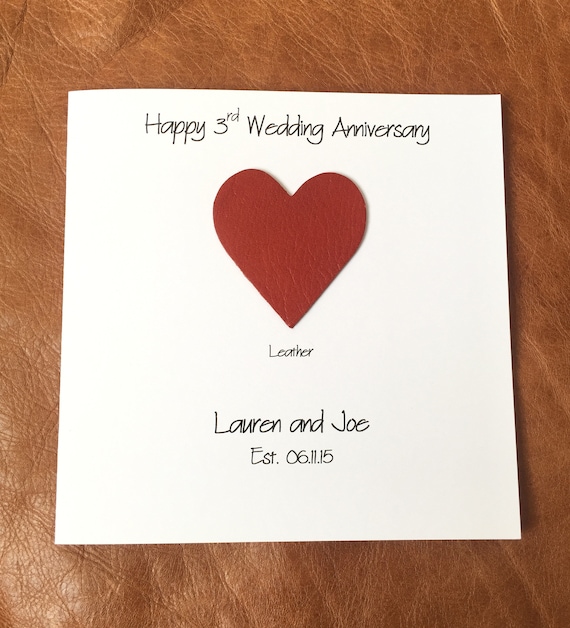 3rd Anniversary Card Personalised Leather Anniversary Couple Him Her