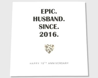 10th Wedding Anniversary Card, Tin Anniversary Epic Him Her