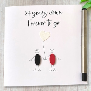 24th Wedding Anniversary Card Opal Anniversary 24 Years Down Little People