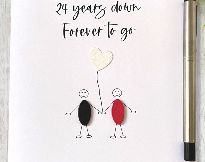 24th Wedding Anniversary Card Opal Anniversary 24 Years Down Little People