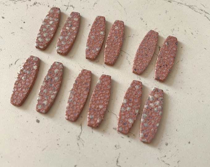 12 Pale Pink Leather Connectors Leather Bars Shapes Rectangle Blanks