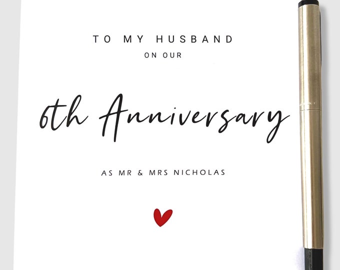 6th Wedding Anniversary Card Personalised Iron Anniversary Him Her Husband Wife