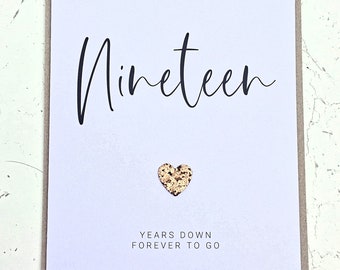 Nineteen Years Down 19th Wedding Anniversary Card Bronze Anniversary Wife Husband Him Her