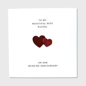 Carte personnalisée 3e anniversaire de mariage en cuir anniversaire mari femme lui elle