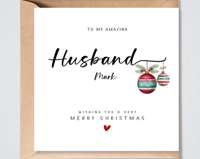 Personalised Husband Christmas Card - Large A5 or Square Card