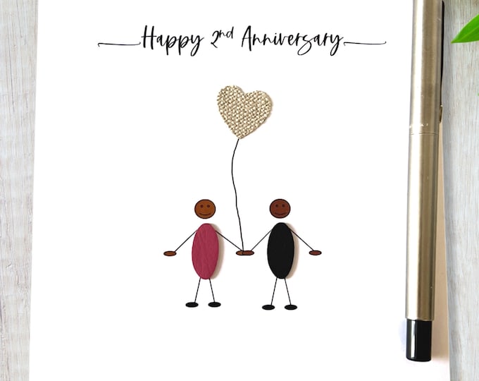 2nd Anniversary Card Cotton Wedding Anniversary Ethnic Couple