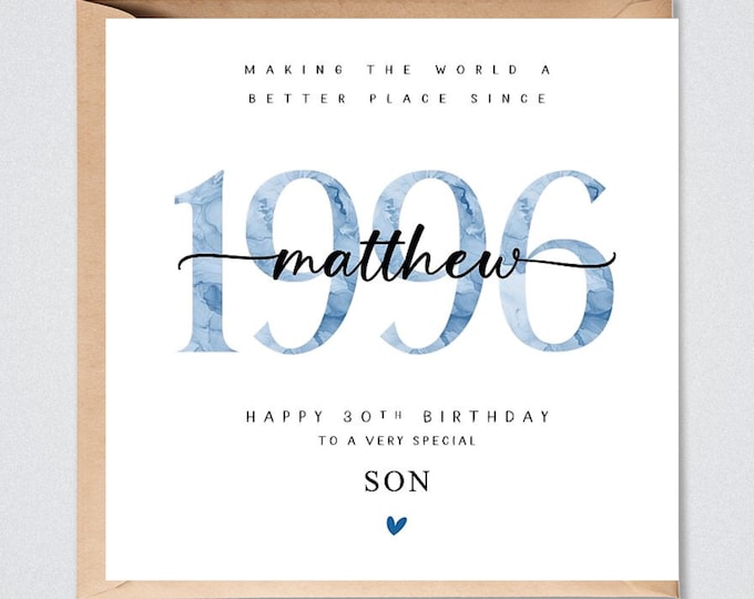 30th Birthday Card 1996 Son Grandson Nephew Friend Him Better Place