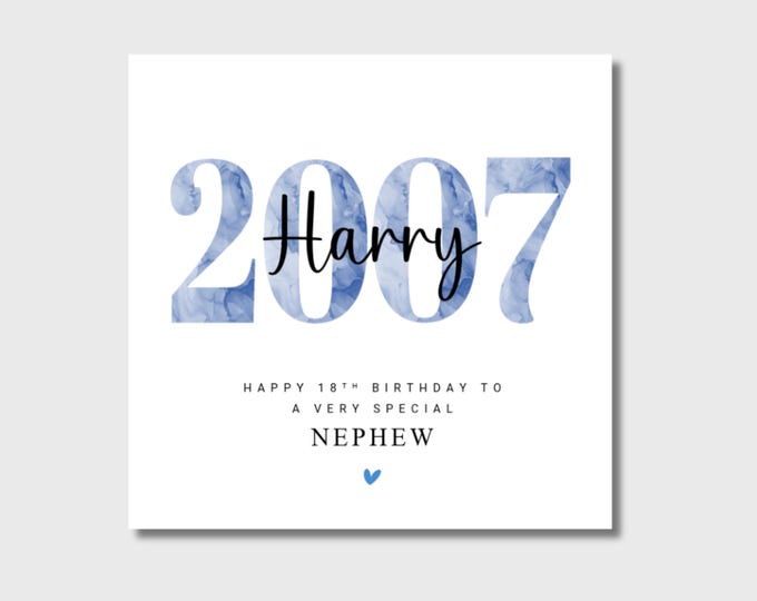 18th Birthday Card Personalised Nephew Son Grandson Friend Brother 2007