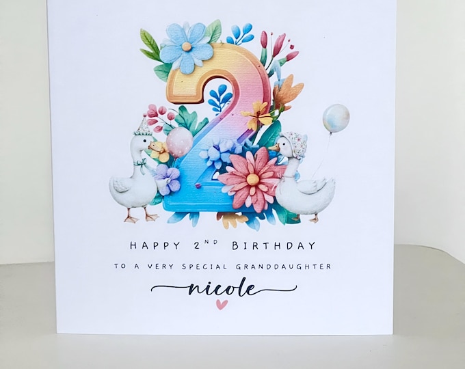 Personalised 2nd Birthday Card, Daughter, Granddaughter, Niece, Her