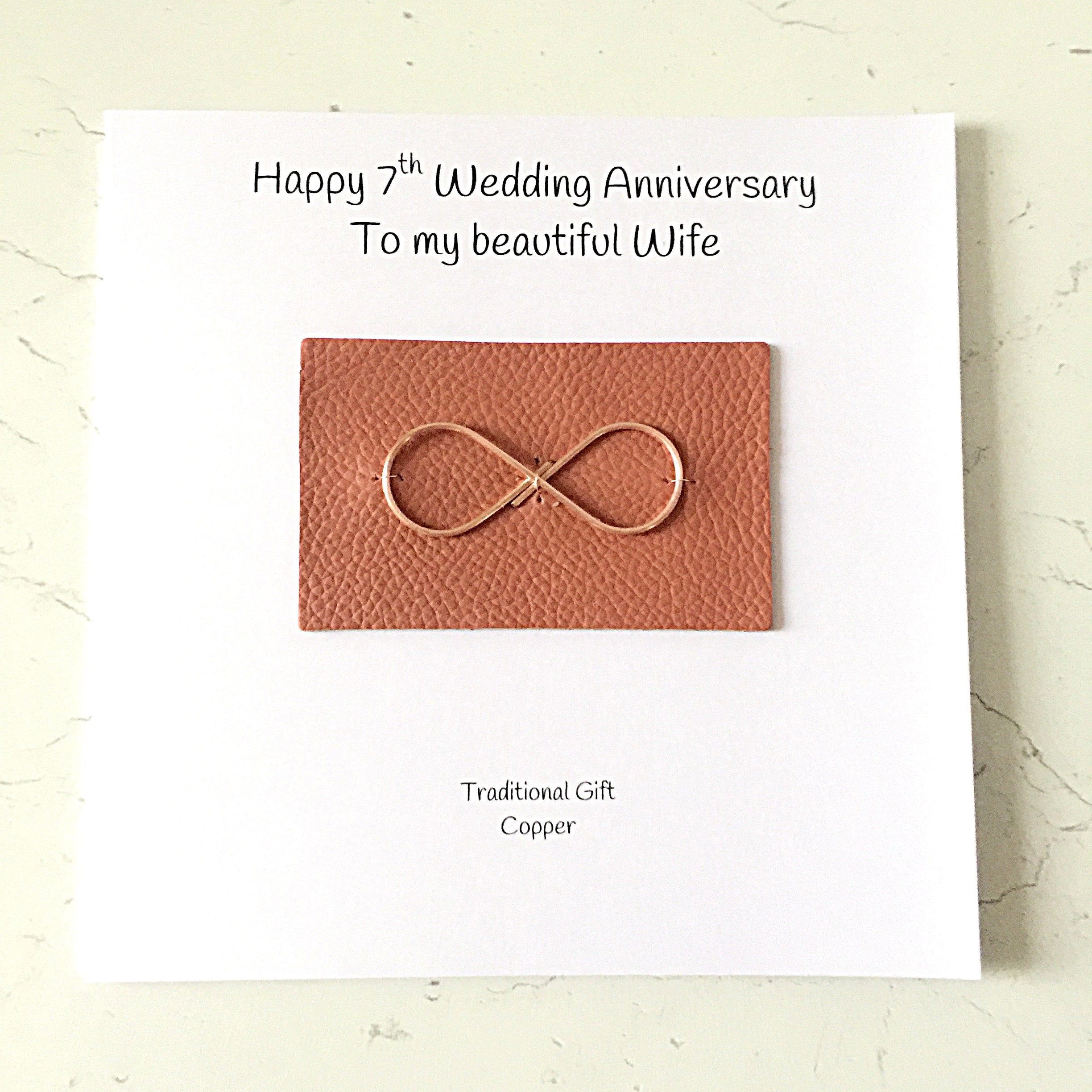 7th Wedding Anniversary Card Copper Anniversary Infinity Symbol