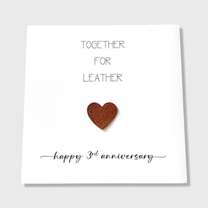 Carte d'anniversaire de mariage pour 3e anniversaire de mariage en cuir lui son mari épouse couple
