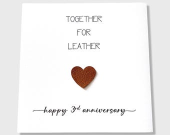 3rd Wedding Anniversary Card Together for Leather Anniversary Him Her Husband Wife Couple