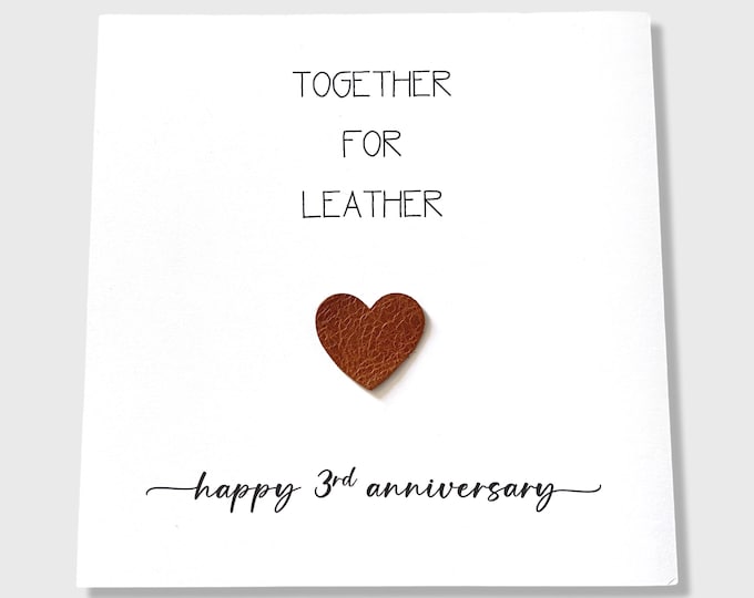 3rd Wedding Anniversary Card Together for Leather Anniversary Him Her Husband Wife Couple