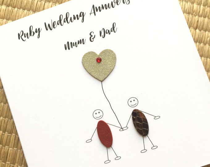 40th Wedding Anniversary Card Personalised Ruby Anniversary Little People
