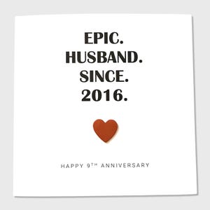 Carte d'anniversaire de mariage en cuivre pour son 9e anniversaire en cuir Épouse épique, lui, son couple