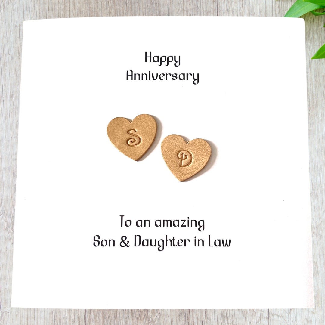 Personalised Son Daughter Wedding Anniversary Card Leather Anniversary ...