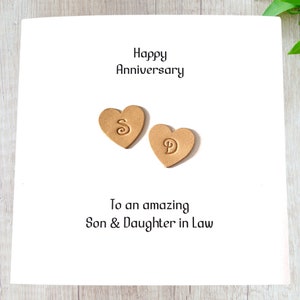 Carte d'anniversaire de mariage personnalisée fils fille coeurs d'anniversaire en cuir